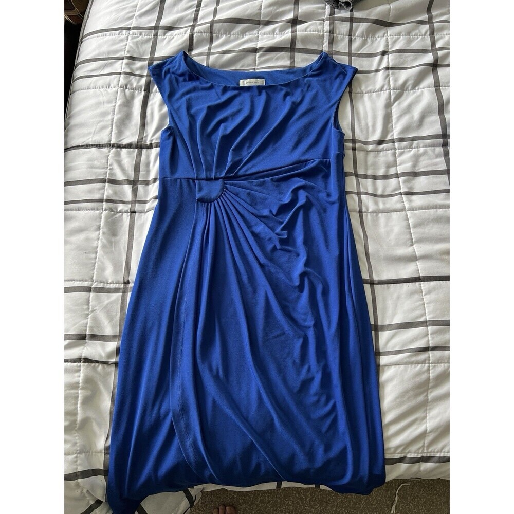 Dress Barn 10 Petite Cobalt Royal Blue Ruche Stretchy Sheath‎ Tank Dress